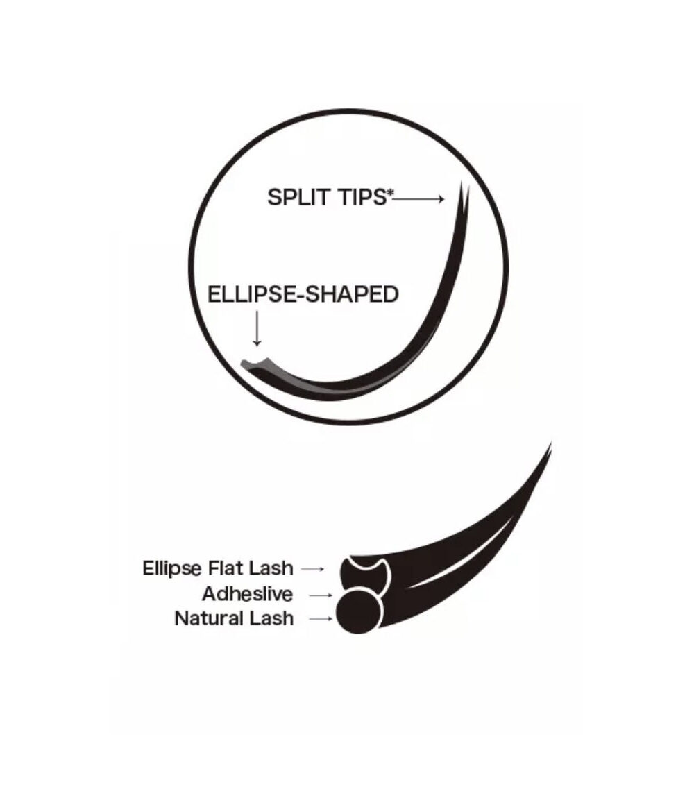 structure of the eyelashes Ellipse Split Tips