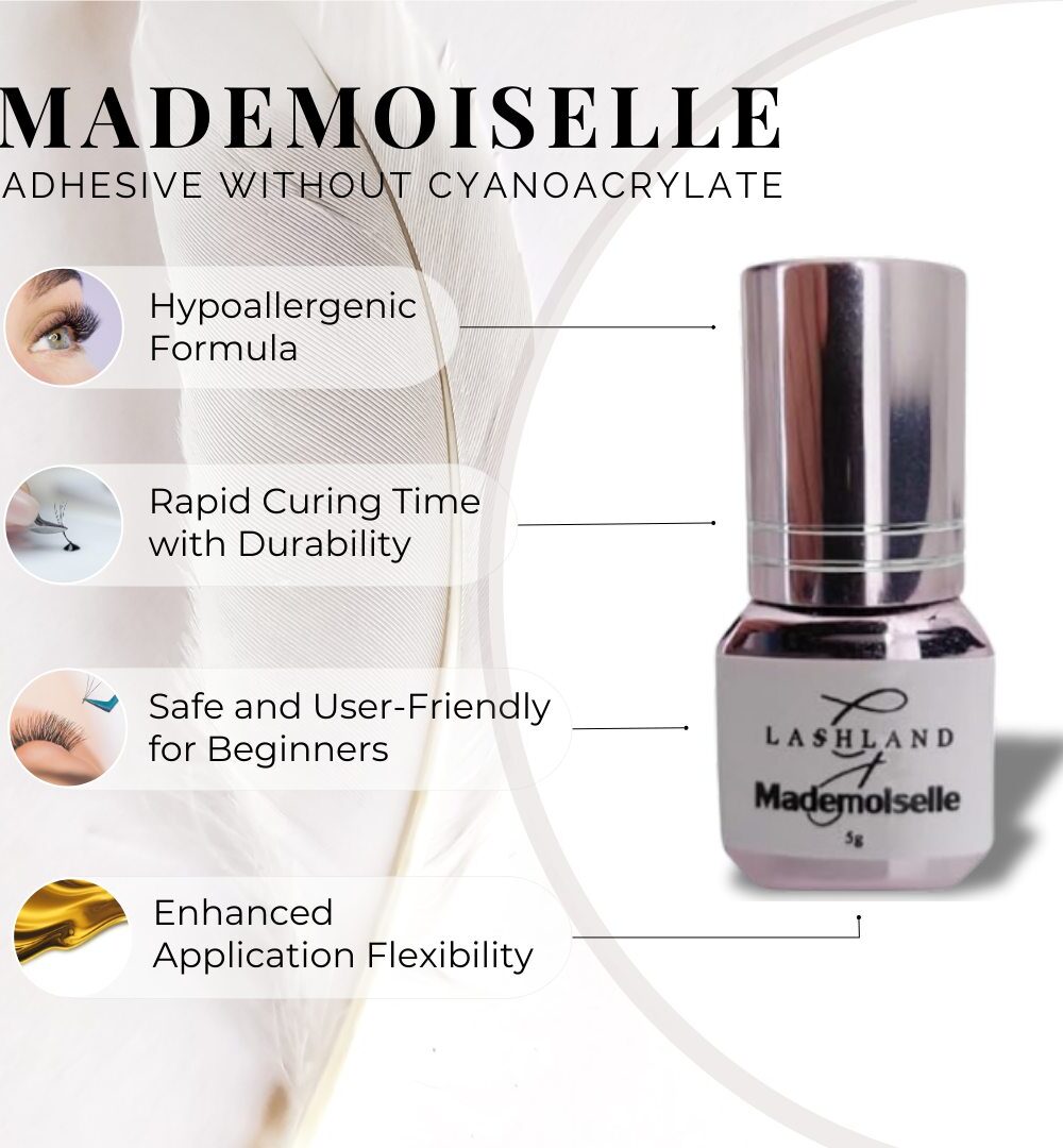 mademoiselle glue for eyelashes extension infographic